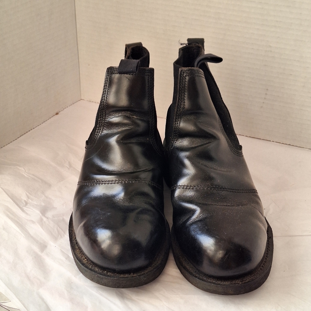 ADDISON SHOE CO  BLK LEATHER STEEL TOE MOLDER SLIP ON WORK BOOTS - 7…